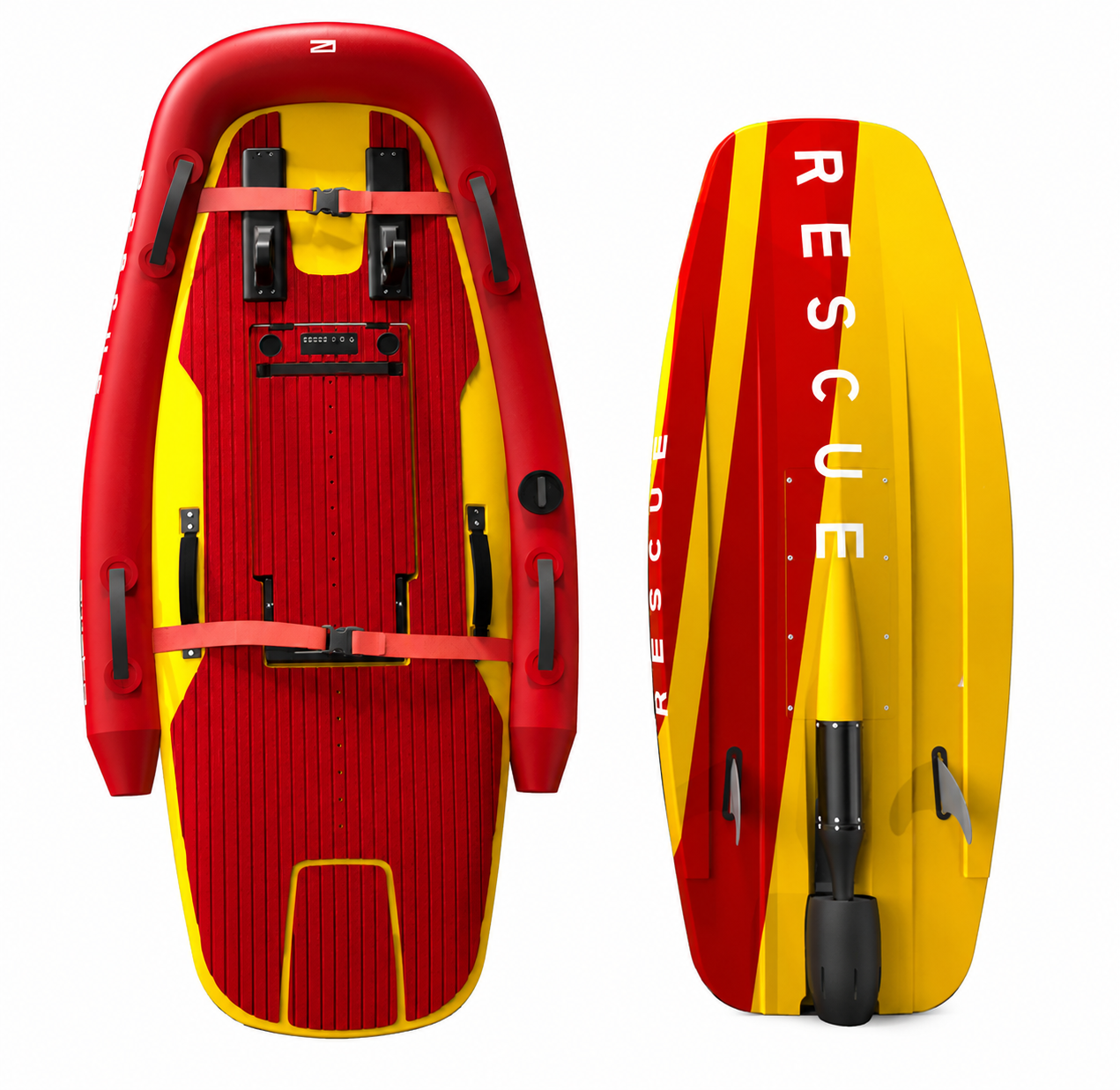 Awake Rescue 1 rouge et jaune, vue de dessus et vue de dessous